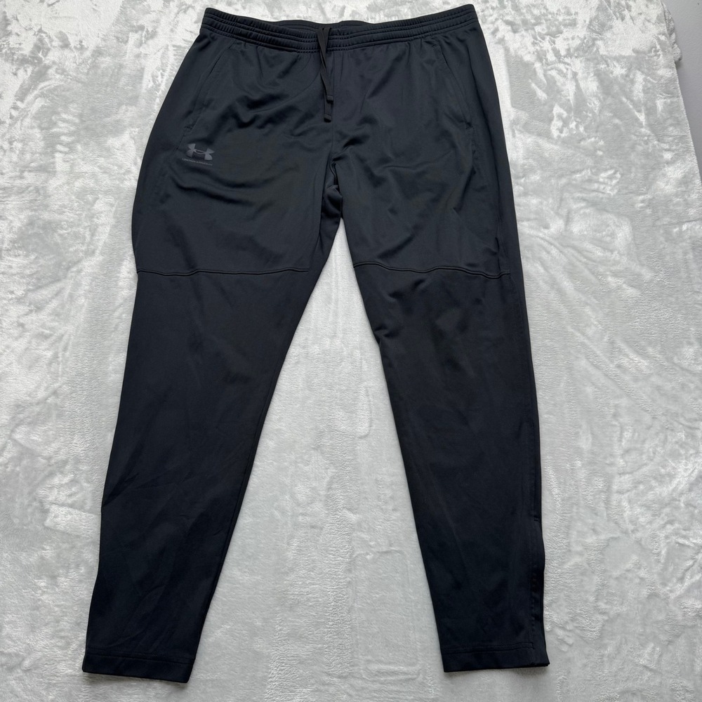 Under Armour Joggers Men XXL Black 1366203 Fitted Pique Track Pants Athletic - Picture 2 of 14